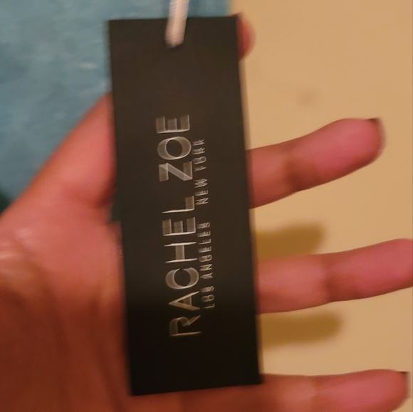 NWT Rachel Zoe Turquoise Aqua Blue White Round Neck Activewear Shirt Top Blouse - Picture 5 of 7